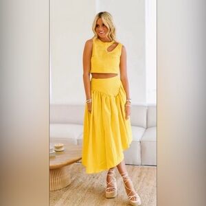 Fancy D Boutique Ashley Cut Out Top & Midi Skirt Set